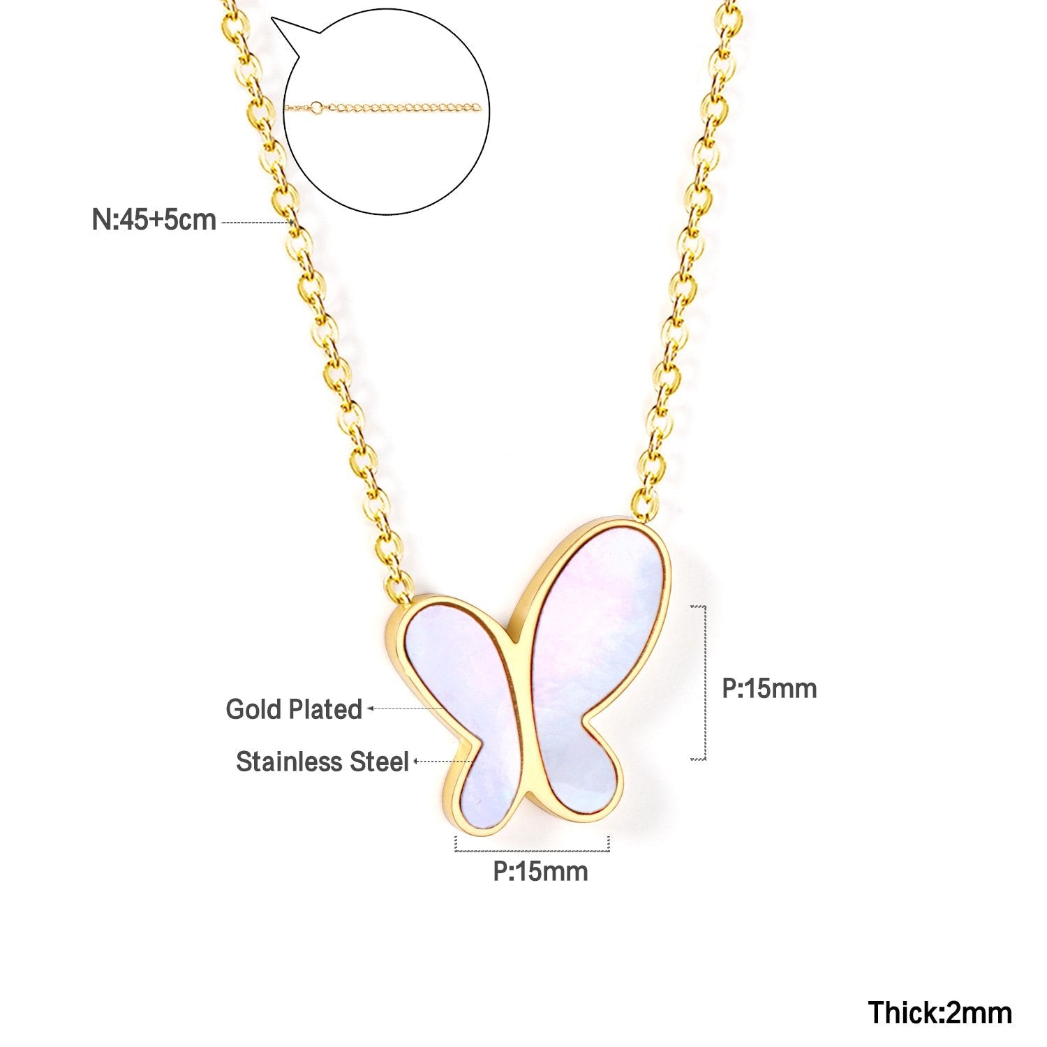 Kleurrijke schelpvlinderhangerketting 