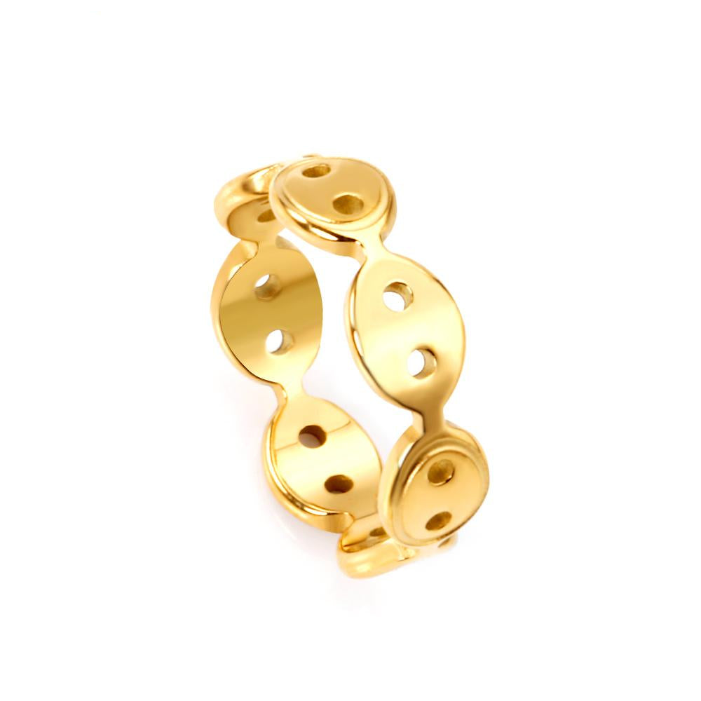 Goudkleurige geometrische ring van roestvrij staal 