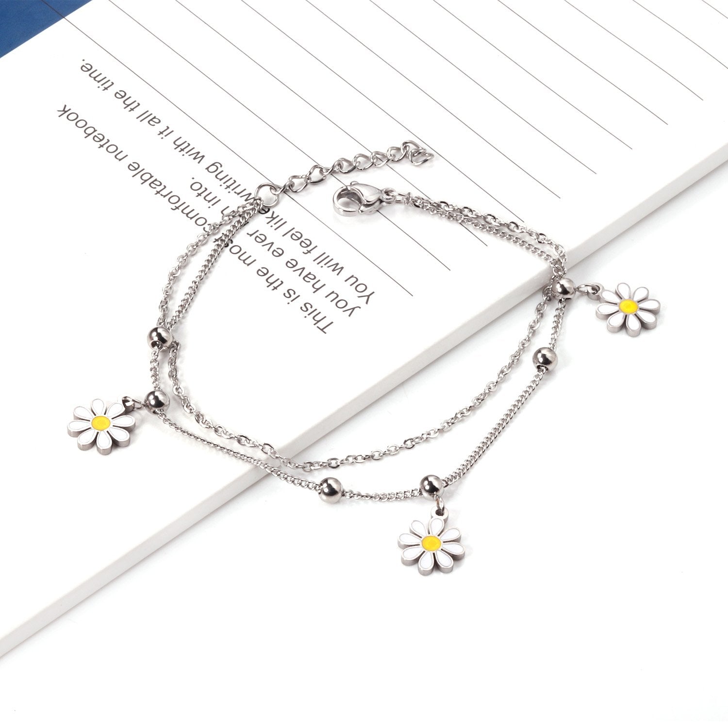 Kleine bloem dubbele ketting armband 