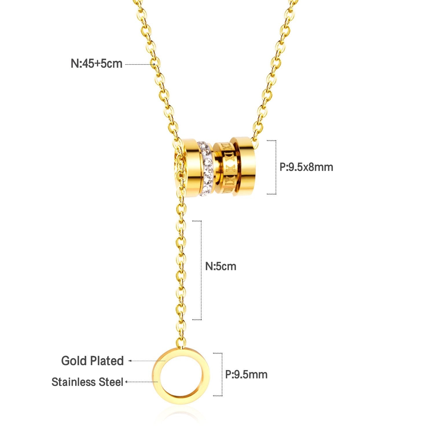 Zirkonia ronde hanger schakelketting