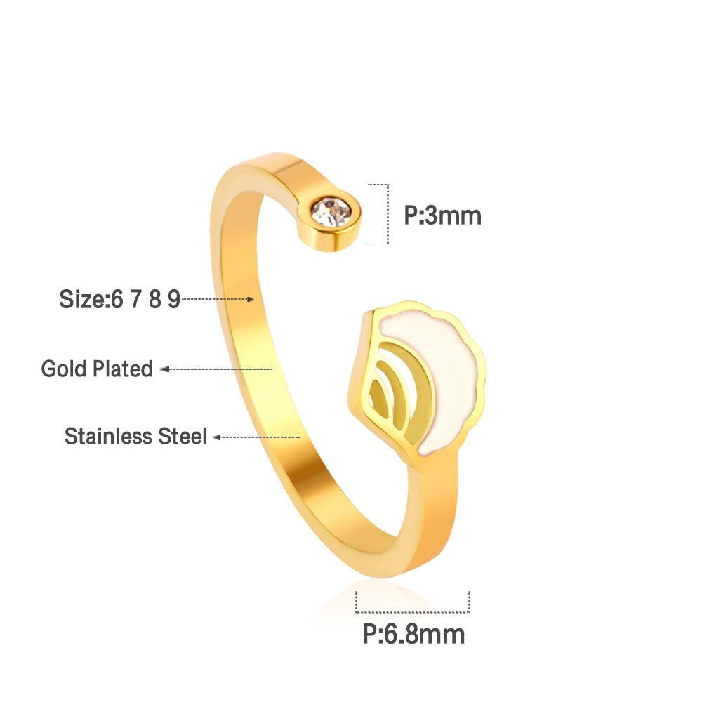 Trendy open ring met schelppatroon 