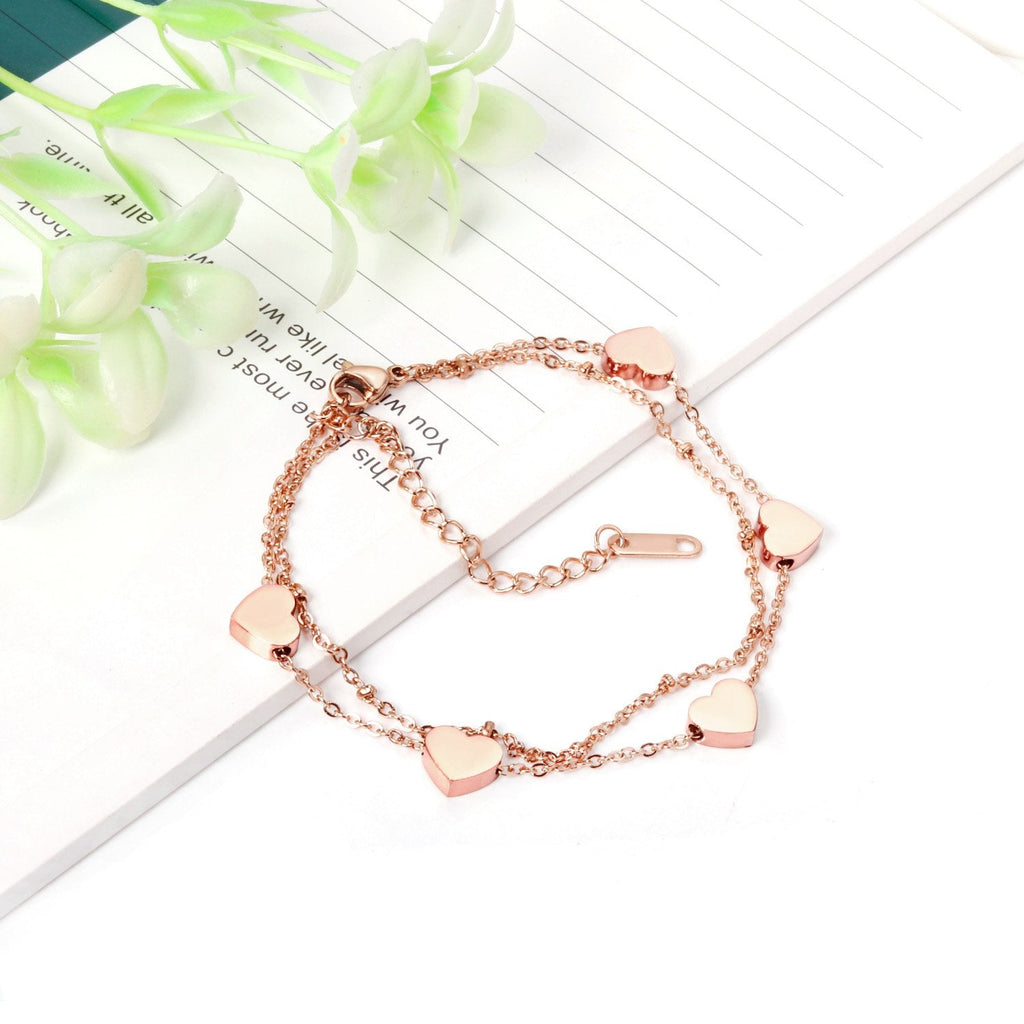 Multi-layer Heart Charm Bracelet