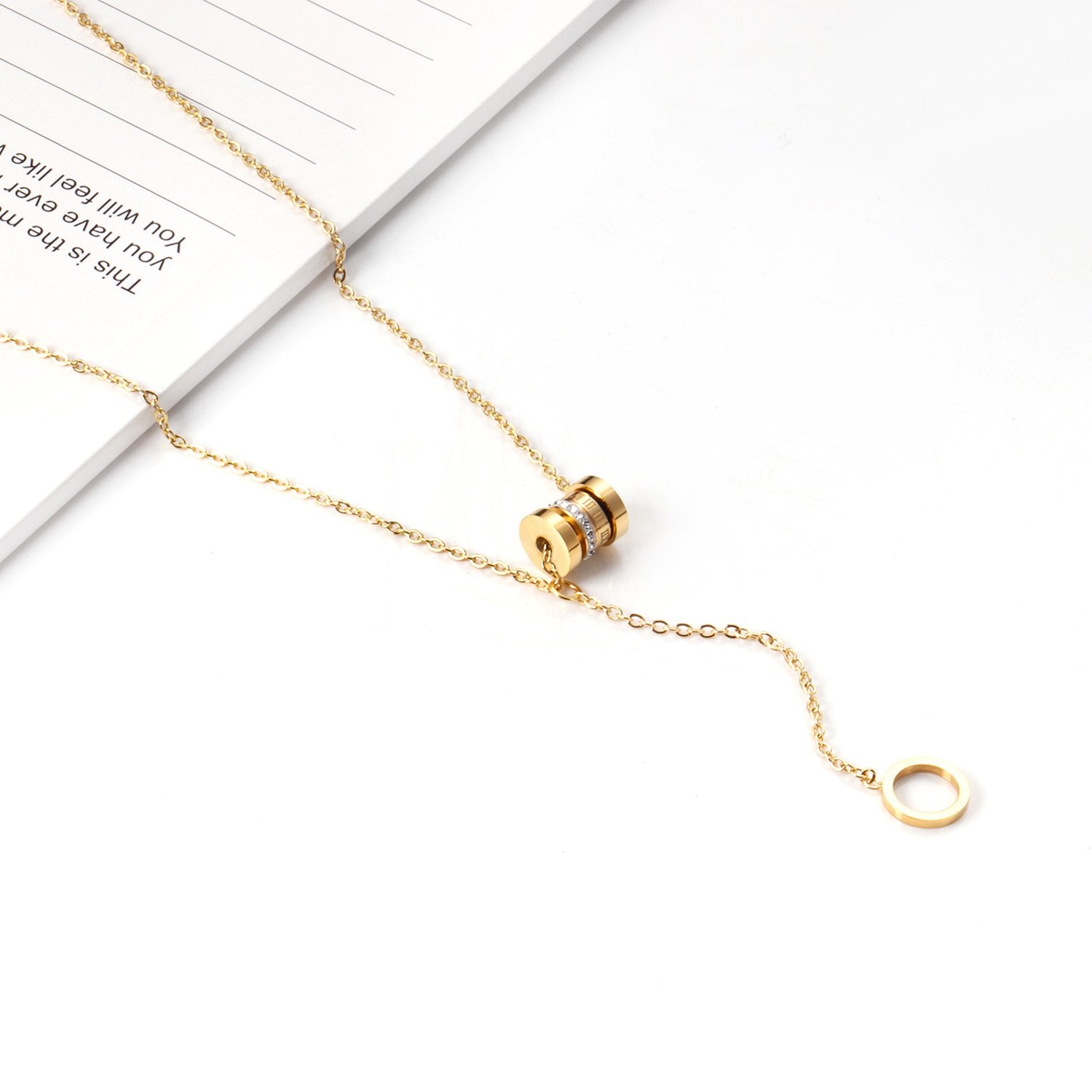 Zirkonia ronde hanger schakelketting