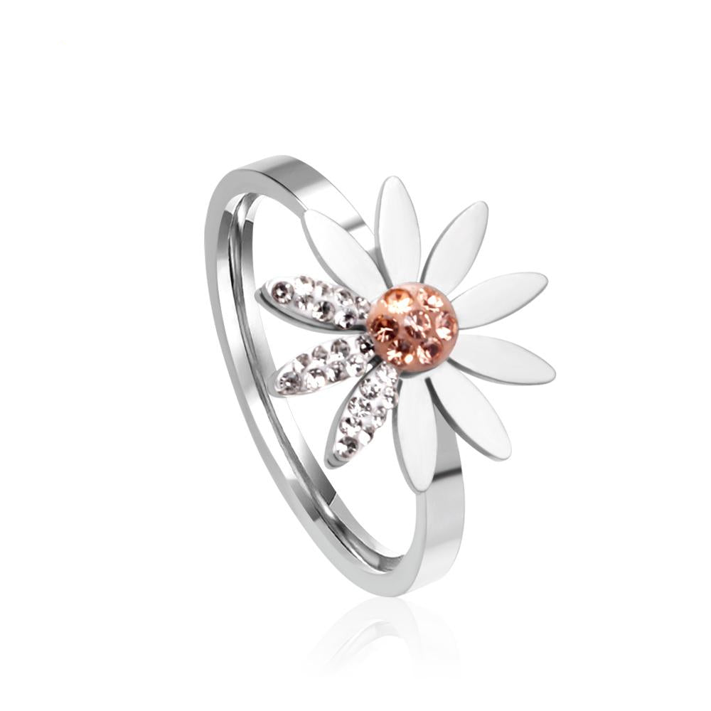 Trendy Flower Rhinestone Ring