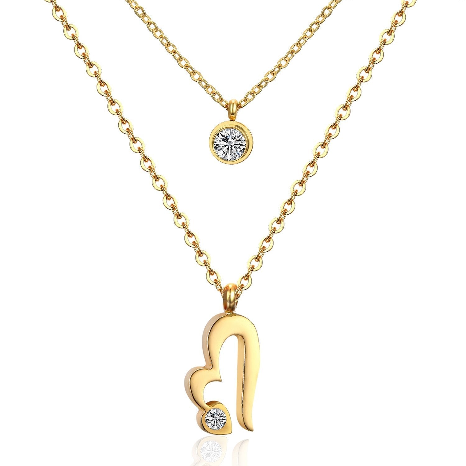 Hart &amp; Ronde Zirkonia Meerlaagse Ketting 