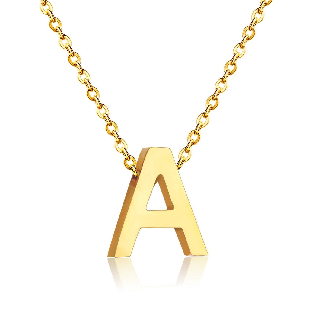 Gold stainless steel initial necklace A–Z – elegant waterproof choker for women