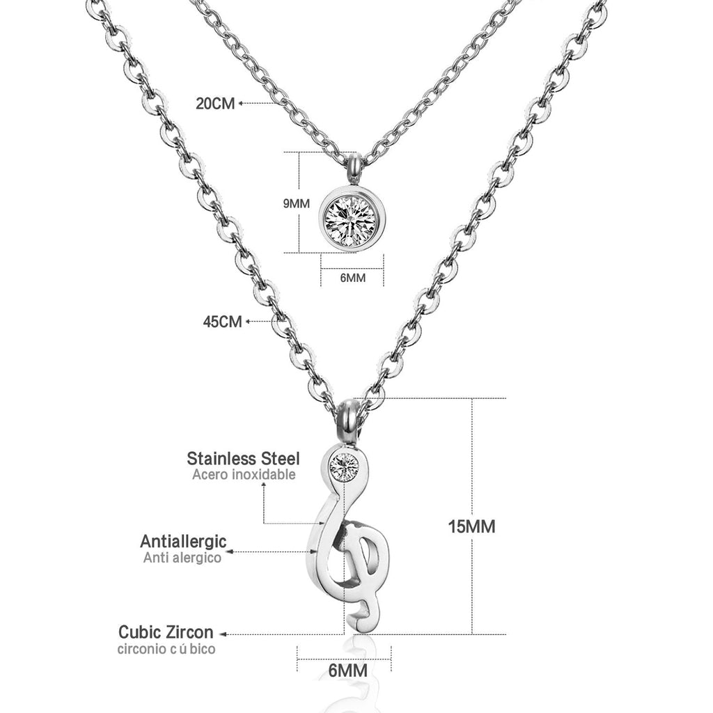 Dubbele ketting met ronde zirkonia hanger 