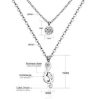 Dubbele ketting met ronde zirkonia hanger 