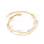 Gold Color Steel Ball & Imitation Pearl Bracelet