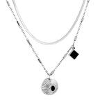 Double Layer Shell & Black Drip Oil Necklace