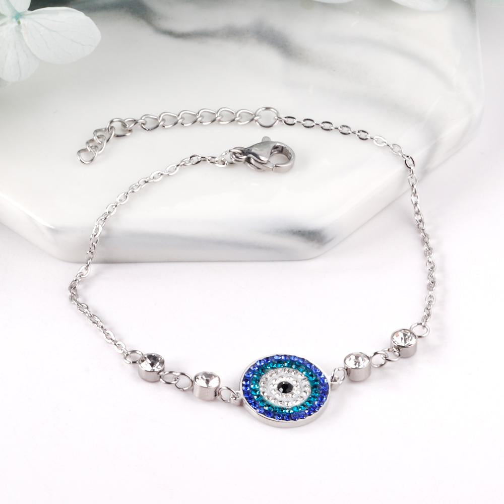 Blue Eye Cubic Zirconia Chain Bracelet