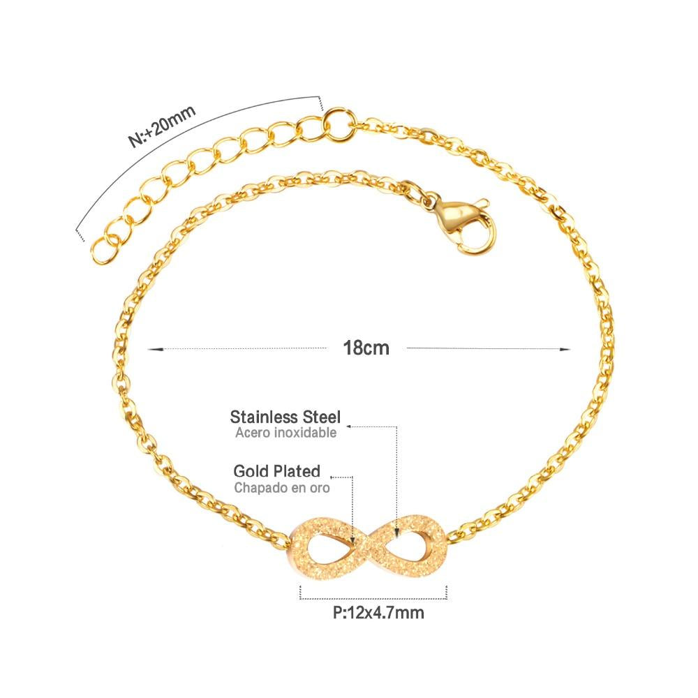 Frosted Lucky Eight Loop Chain Bracelet