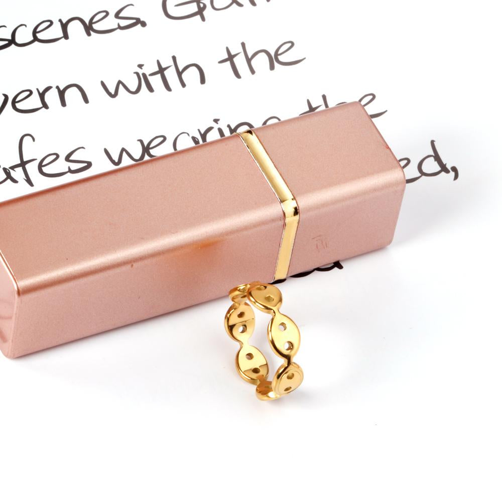 Goudkleurige geometrische ring van roestvrij staal 