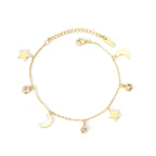 Moon Star Cubic Zirconia Pendant Bracelet