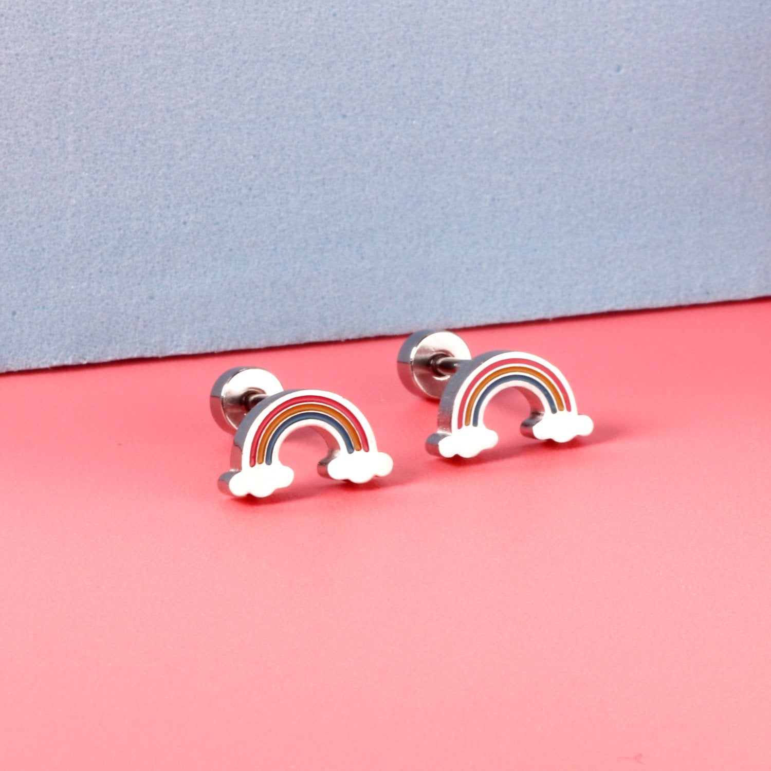 Regenboog kleine piercing oorbellen voor kinderen 