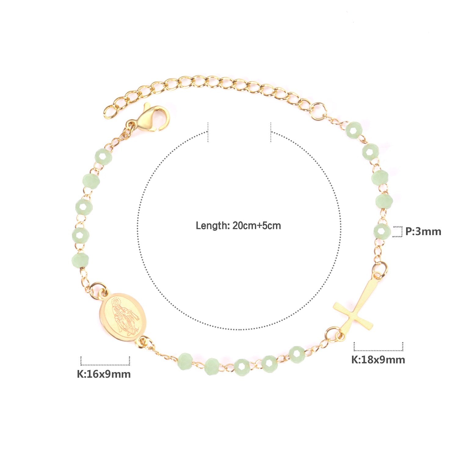 Verstelbare armband met kristallen kralen 