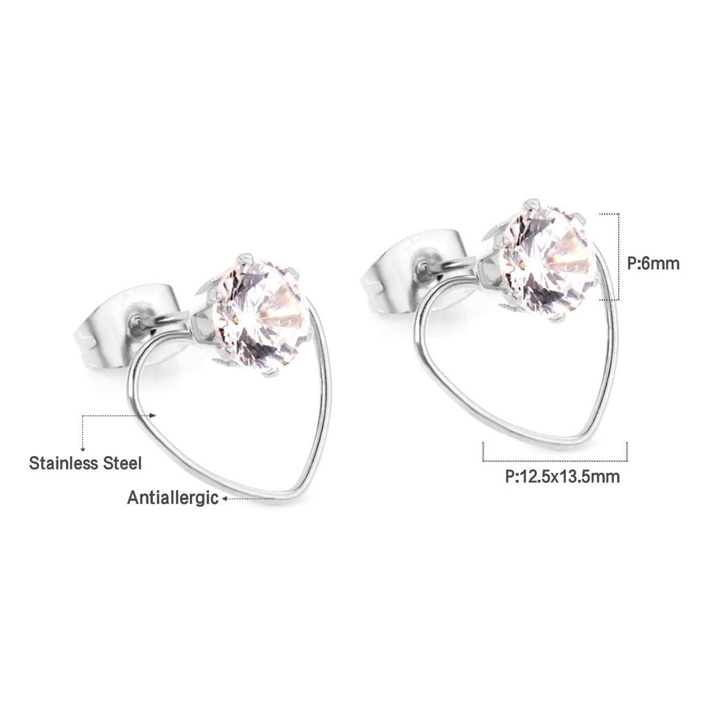 Hartvormige ronde zirkonia oorbellen 