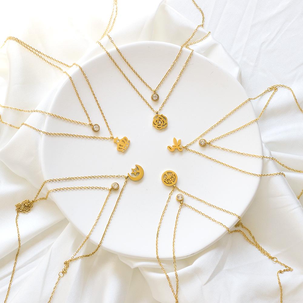 Dubbele laag CZ kristal hanger ketting 