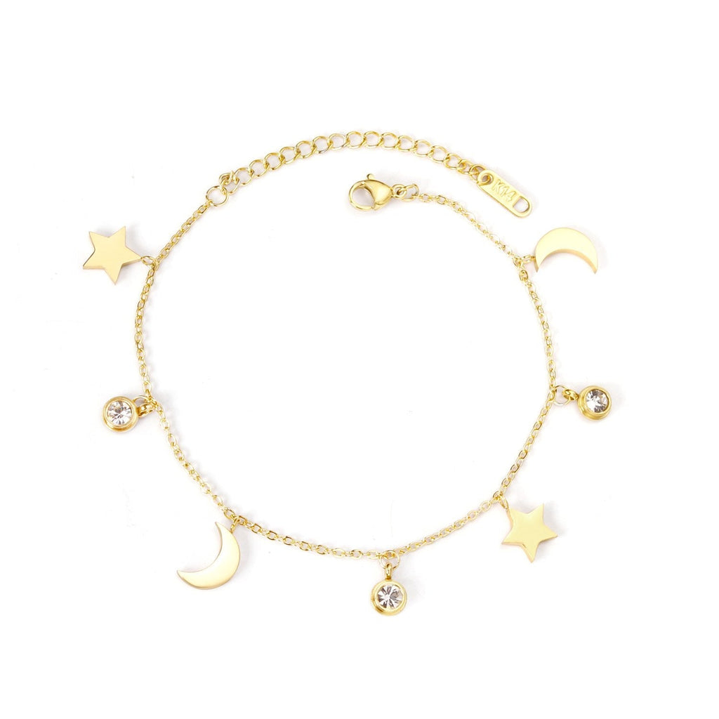 Moon Star Cubic Zirconia Pendant Bracelet