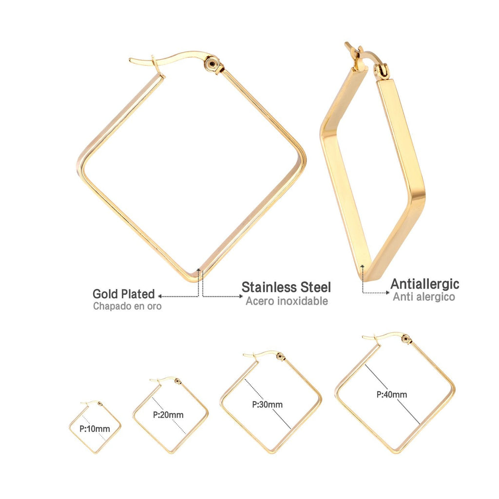 Grote vierkante hoepeloorbellen