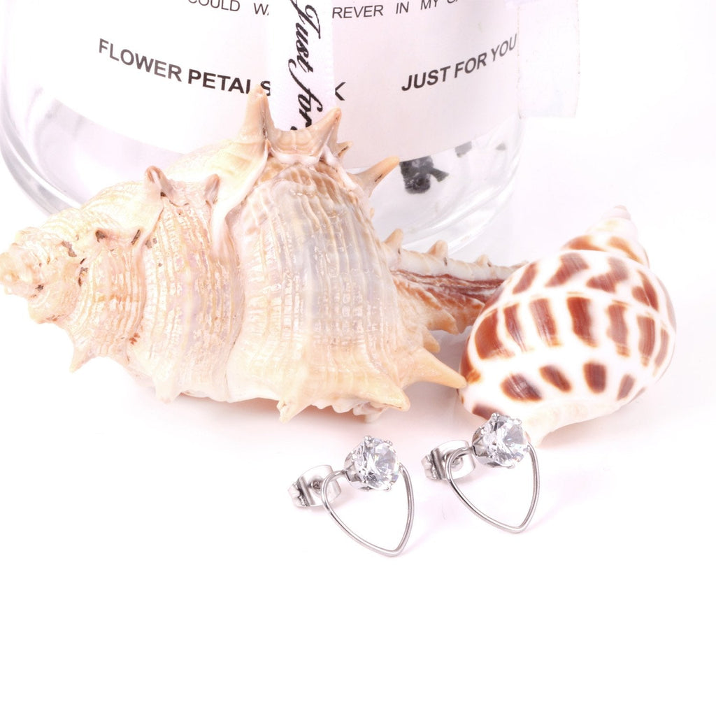 Hartvormige ronde zirkonia oorbellen 