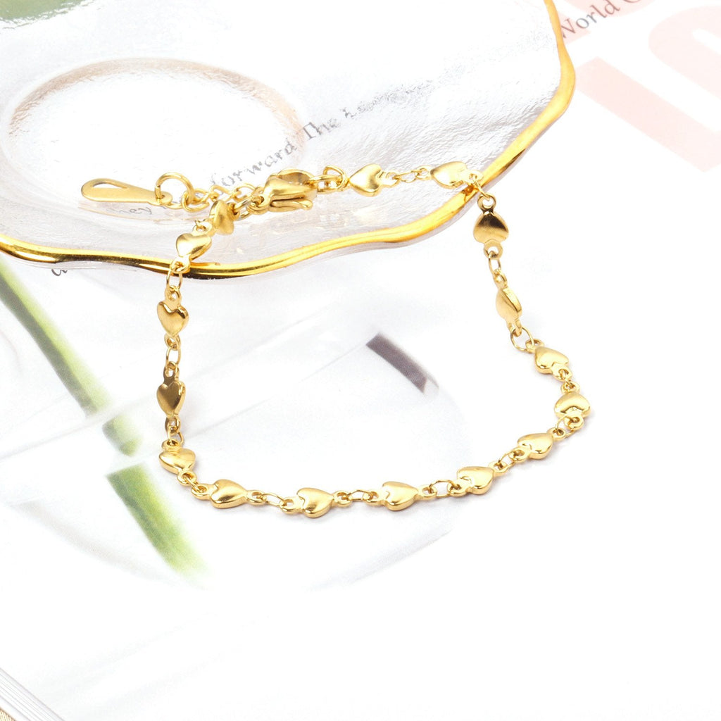 Heart Charm Chain Bracelet Gold