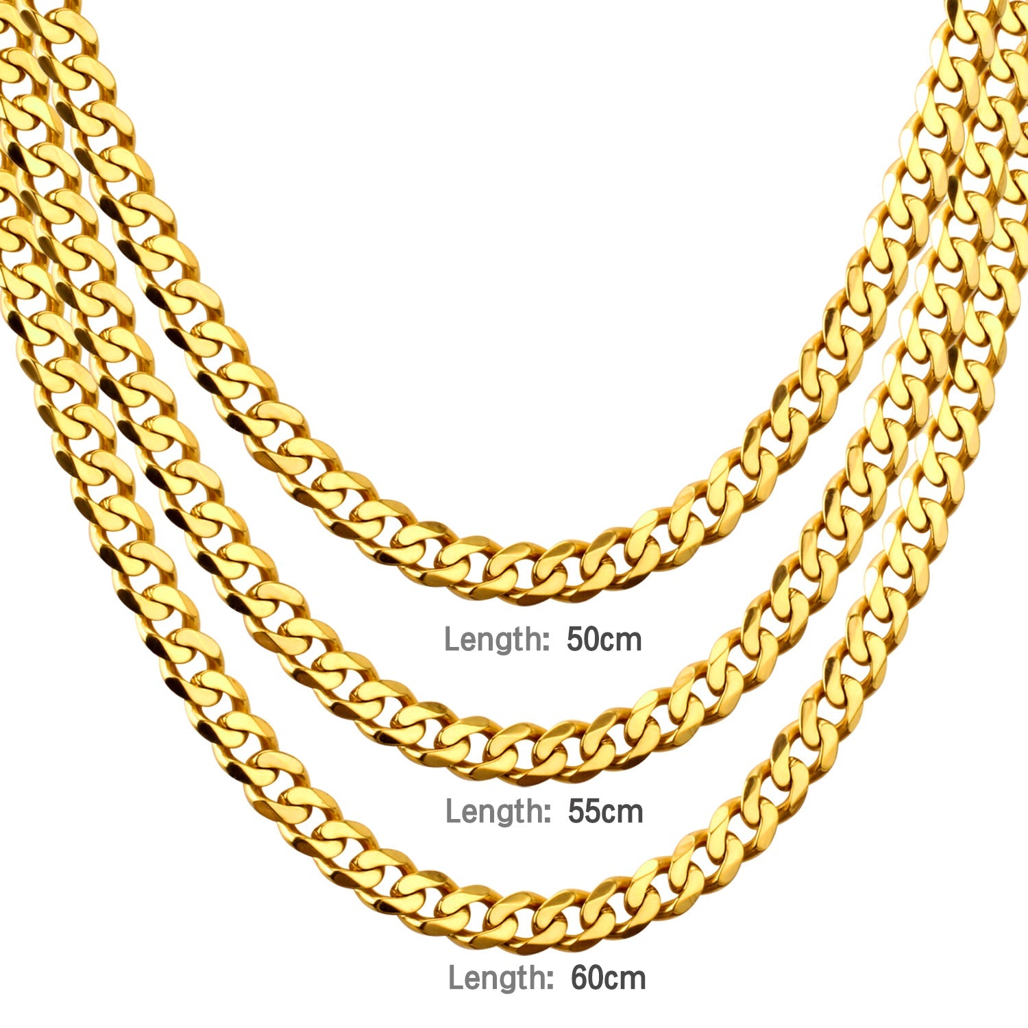 Set van Cubaanse schakelketting en armband – breedte 6 mm / 8 mm / 10 mm